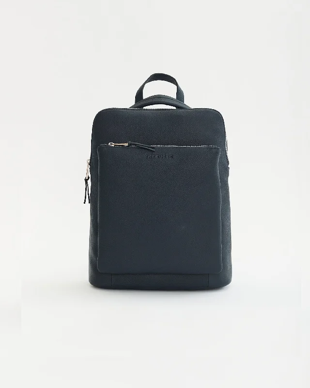 Backpack: Dark Navy Pebbled Leather