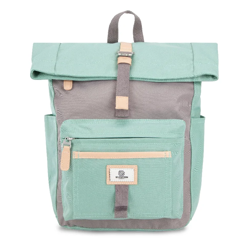 Canary Wharf Mini Backpack - Pastel Green with Grey