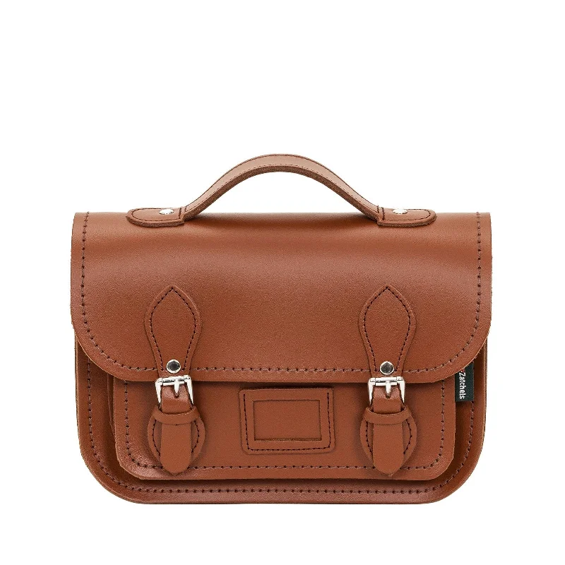 Leather Midi Satchel - Chestnut