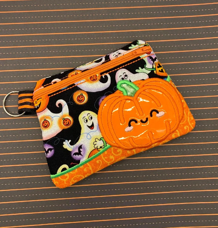 DIGITAL DOWNLOAD Applique Pumpkin Clutch Zipper Bag Lined and Unlined