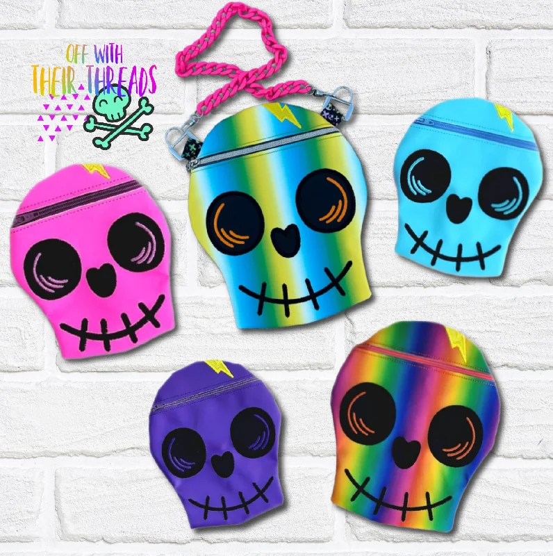 DIGITAL DOWNLOAD Applique Skull Zipper Bag Lined and Unlined