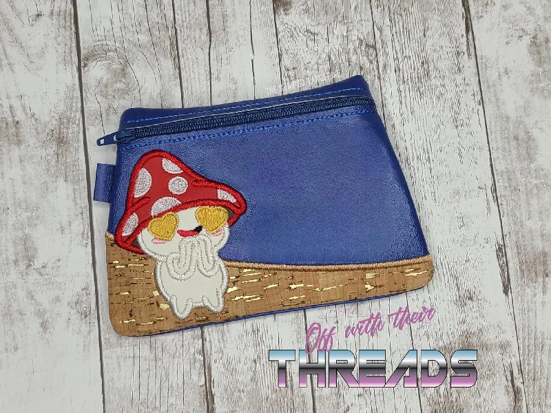 DIGITAL DOWNLOAD Applique Toadstool Fungi Mushroom Clutch Zipper Bag Lined and Unlined