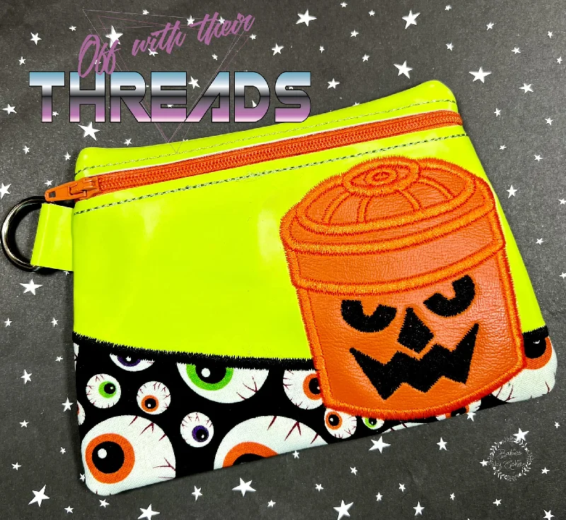 DIGITAL DOWNLOAD Pumpkin Boo Bucket Clutch Applique Zipper Bag Lined and Unlined