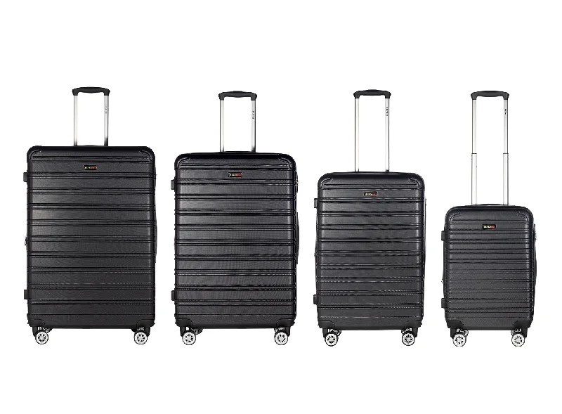 King Collection 4pc Black luggage (20/26/28/30") Suitcase Lock Spinner Hard