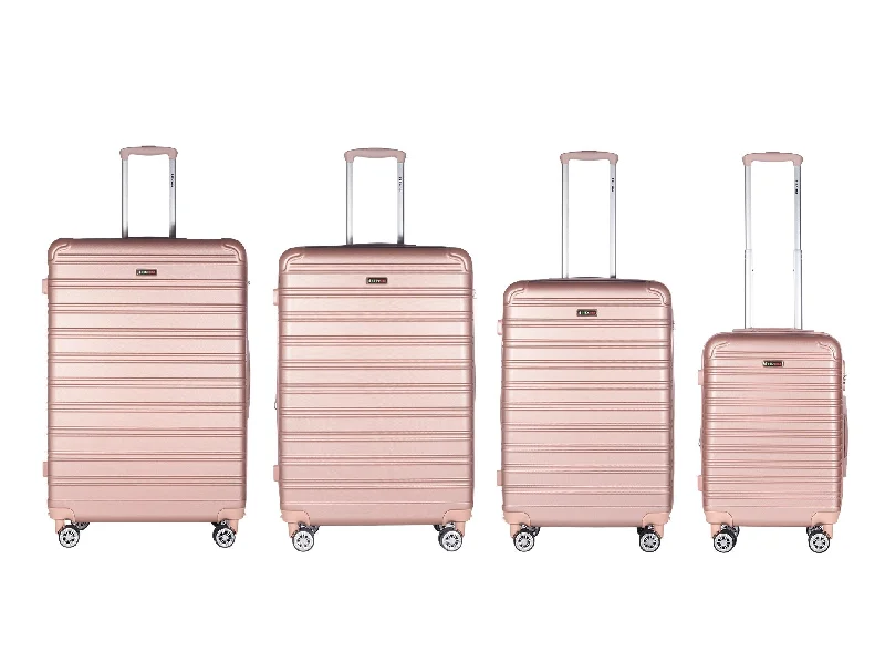 King Collection 4pc Rose Gold Luggage (20/26/28/30") Suitcase Lock Spinner Hard