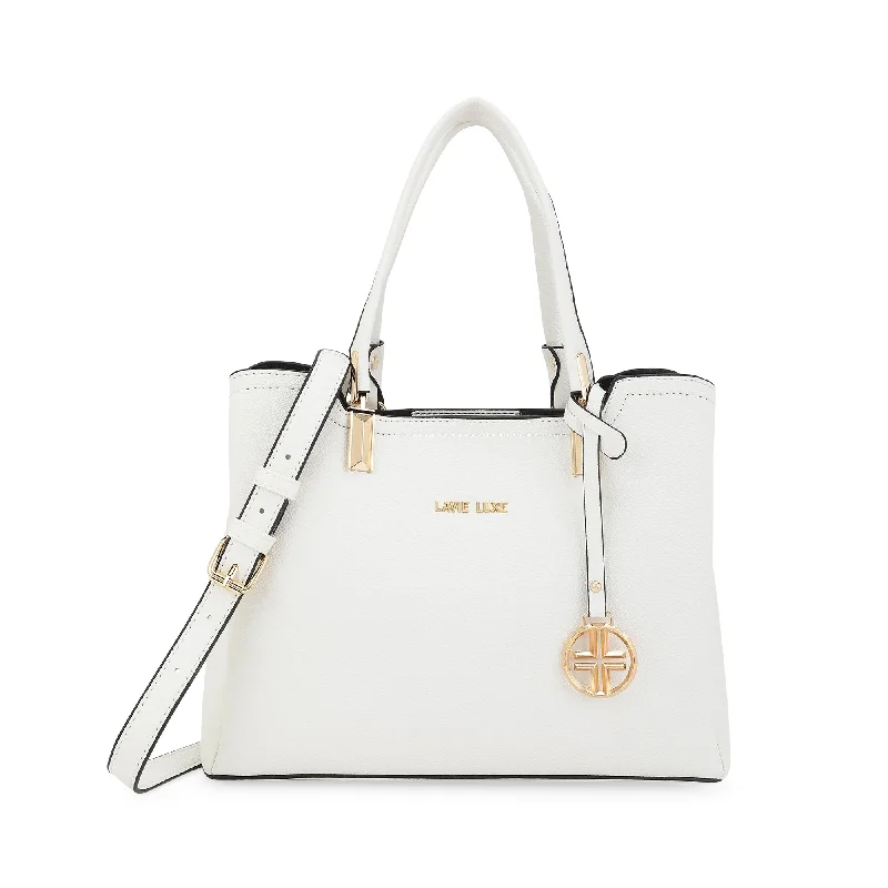 Lavie Luxe Azura Off White Medium Women's 3 Compartment Satchel