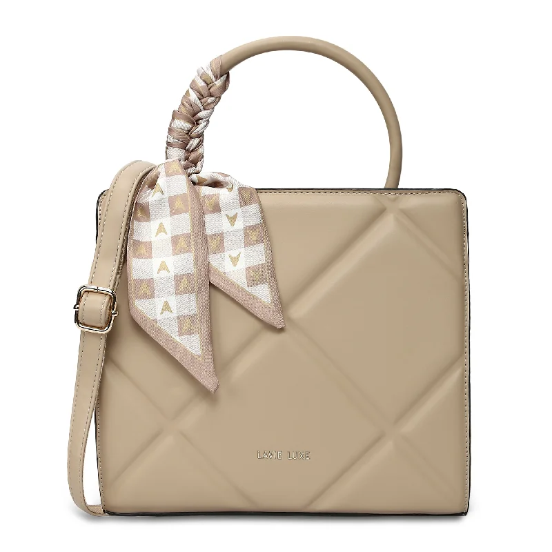 Lavie Luxe Quare Beige Medium Women's Satchel