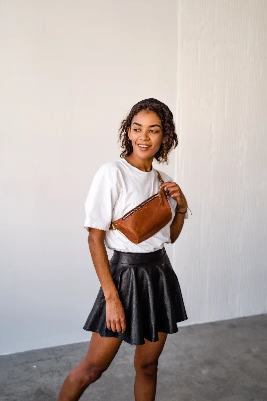 Whiskey leather fanny pack