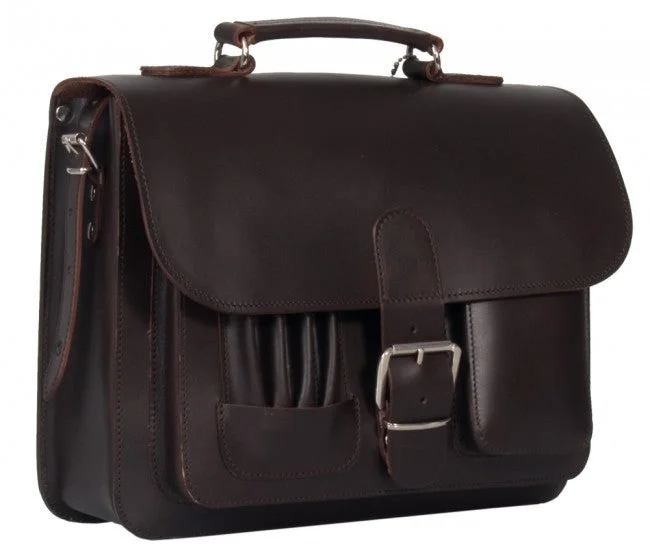 MAYFAIR VEGETABLE TANNED DARK BROWN LEATHER SMALL SATCHEL / BACKPACK