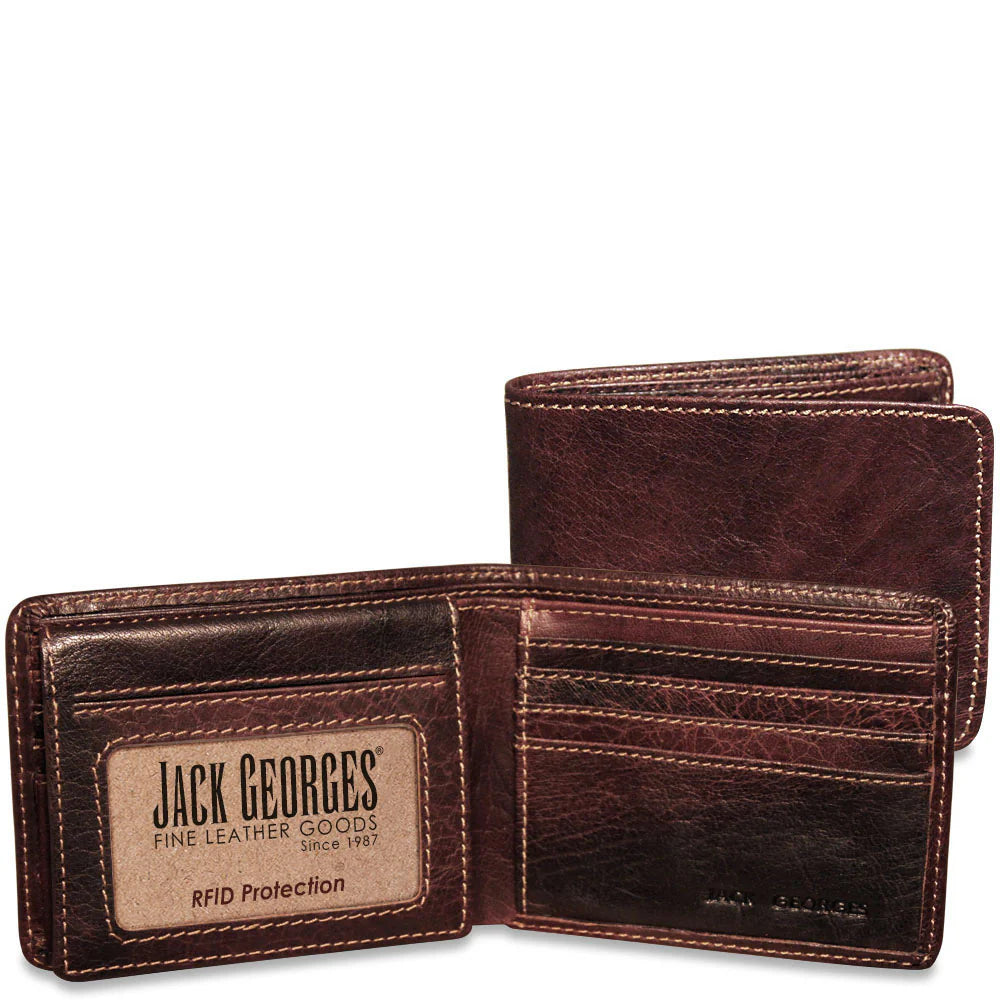 Voyager Bi-Fold Wallet with ID Flap RFID-brown