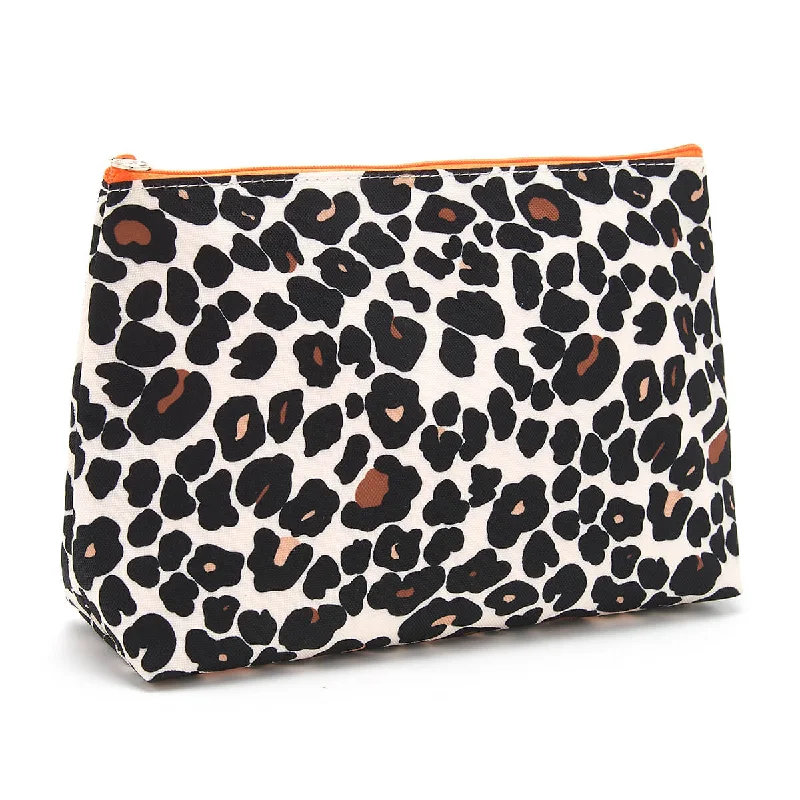 'Mia' Large Makeup Bag in Leopard Tan