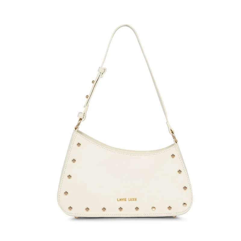 Lavie Luxe Off White Small Women's Stud Girl's Hobo Bag