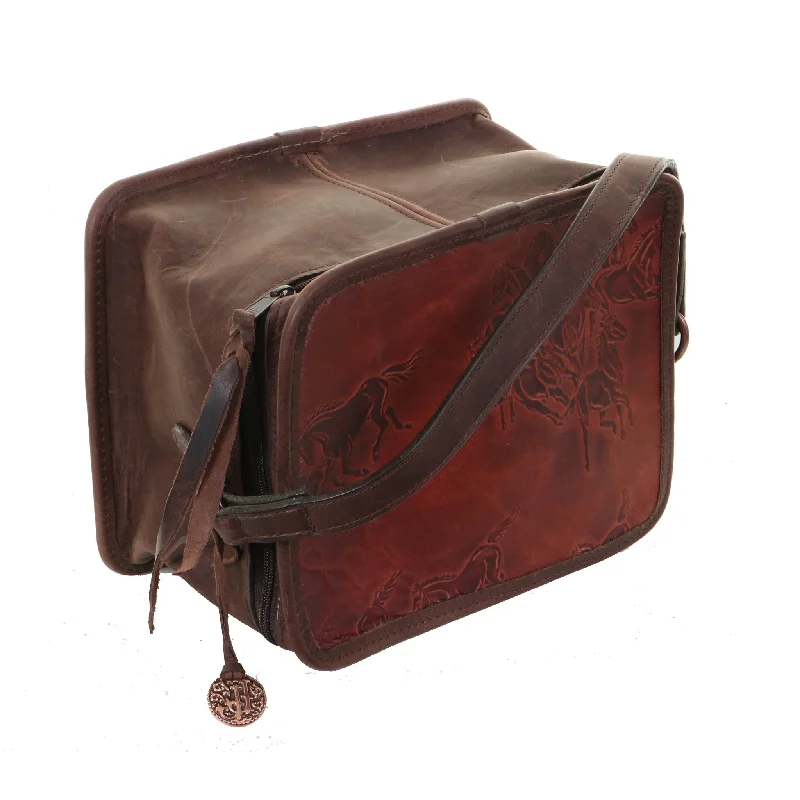 MB50 - Cognac Wild Horses Make Up Bag