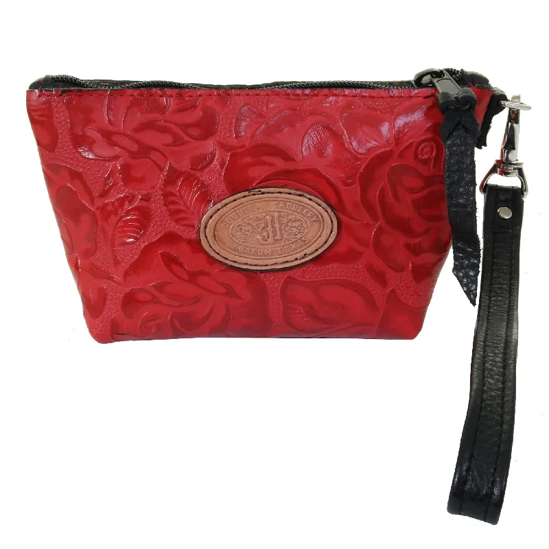 SMP22A -  Red Floral Print Small Makeup Pouch