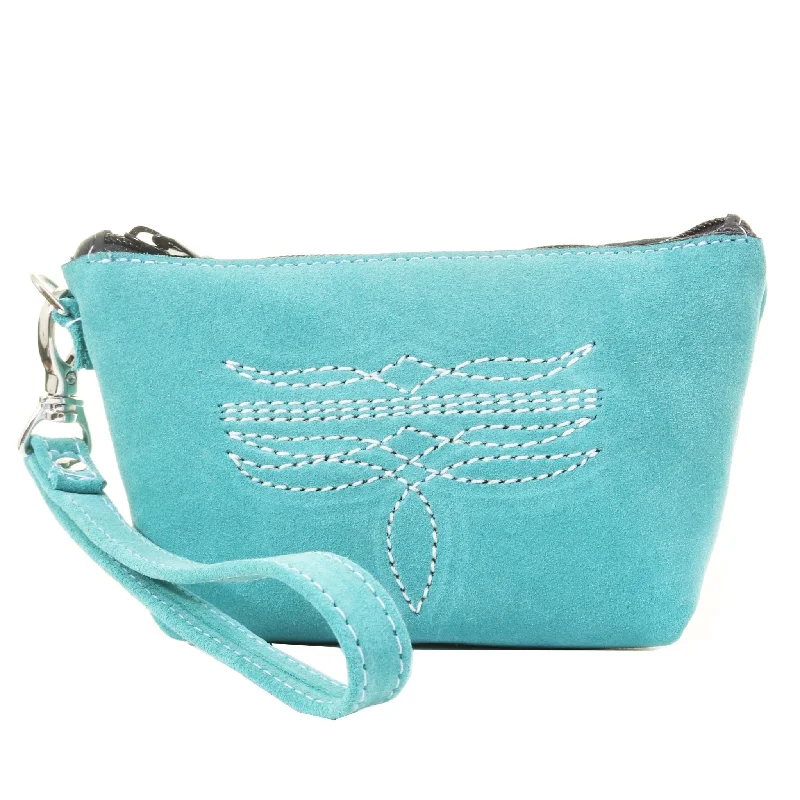 SMP29 - Turquoise Suede Small Make-Up Pouch