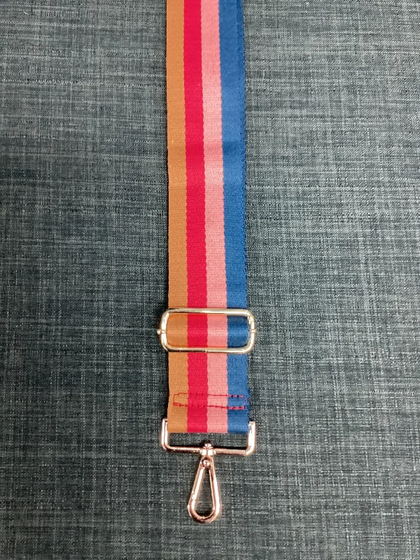 4-Color Vertical Stripe 2" Cotton Web Adjustable Strap - Navy/Pink/Raspberry/Camel