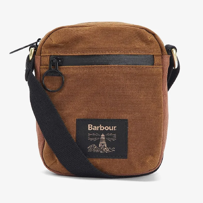 Barbour Field Wax Crossbody Bag in Tan/Black