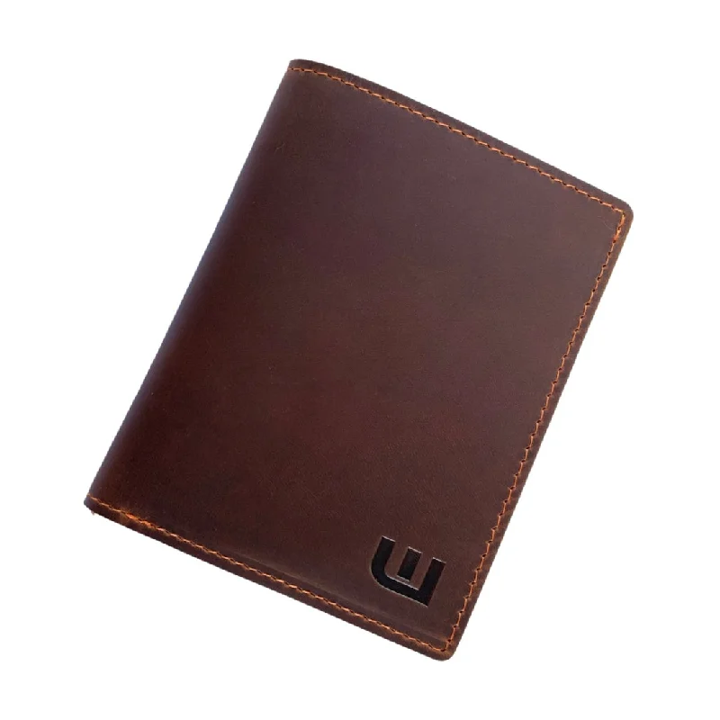 Bifold Leather Wallet Vertical Style  Dark Brown - N4E1