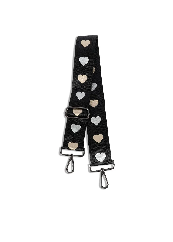 Black/Rose Gold/Silver Heart Handbag Strap- FINALSALE