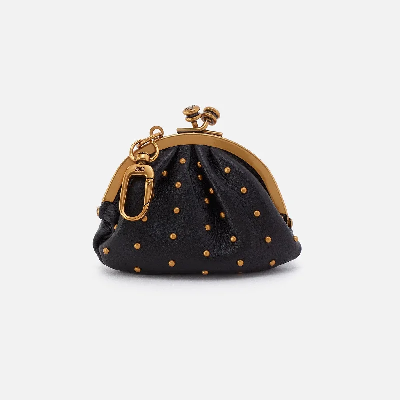 Dazzle Bag Charm In Pebbled Leather - Black