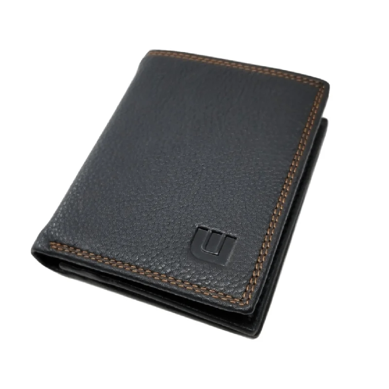 High Capacity / Vertical Style  Bi Fold  Leather Wallet