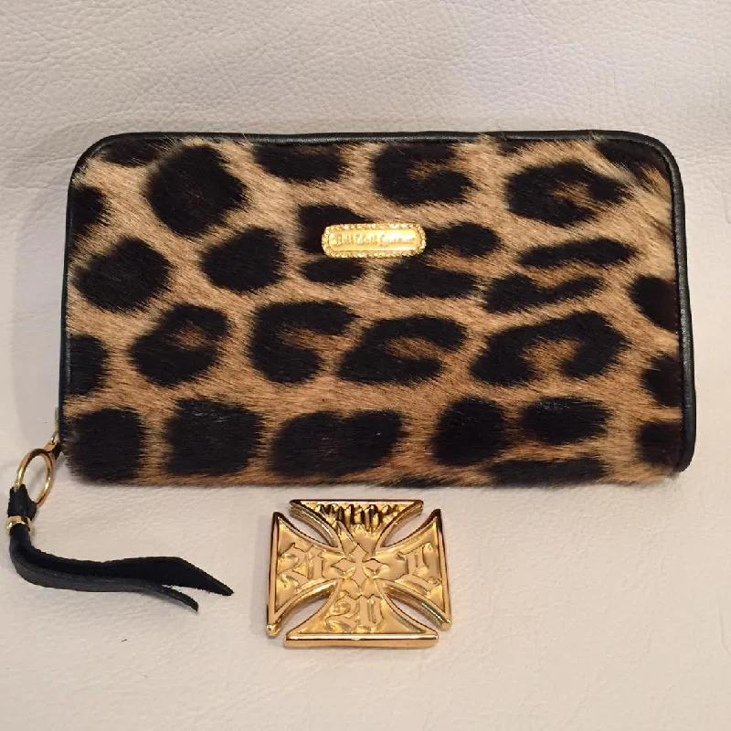 Large Zipper Wallet in Vintage Leopard Fur 50+ years old