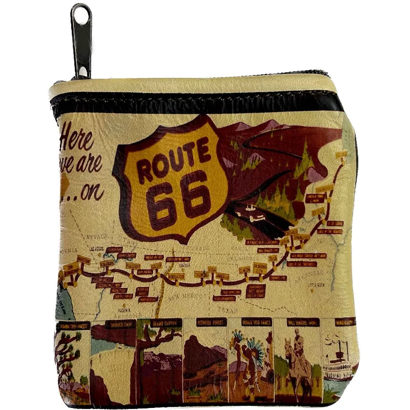 Leather Western Route 66 Coin Purse