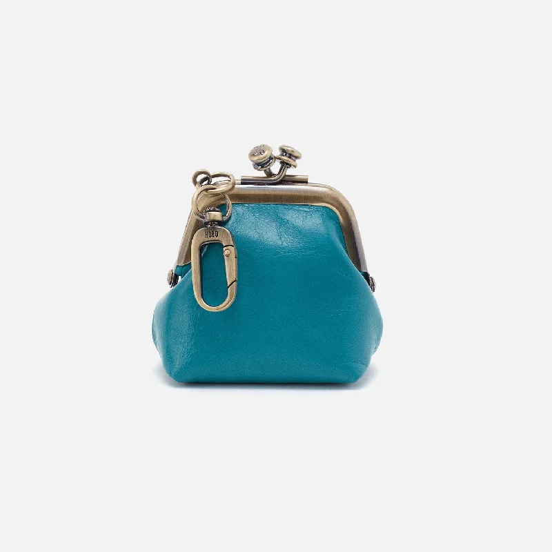 Run Frame Pouch In Polished Leather - Biscayne Blue