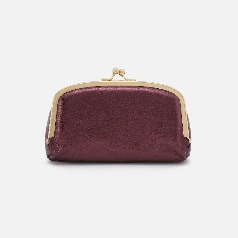 Save Face Frame Pouch In Metallic Leather - Frosted Plum