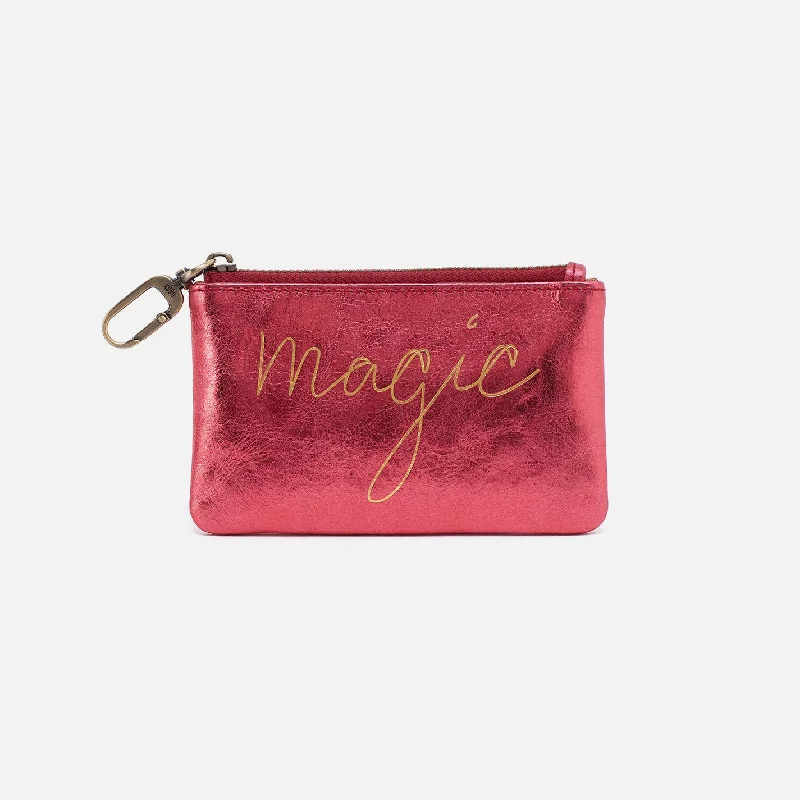 Sentiment Pouch In Metallic Leather - Strawberry Fields