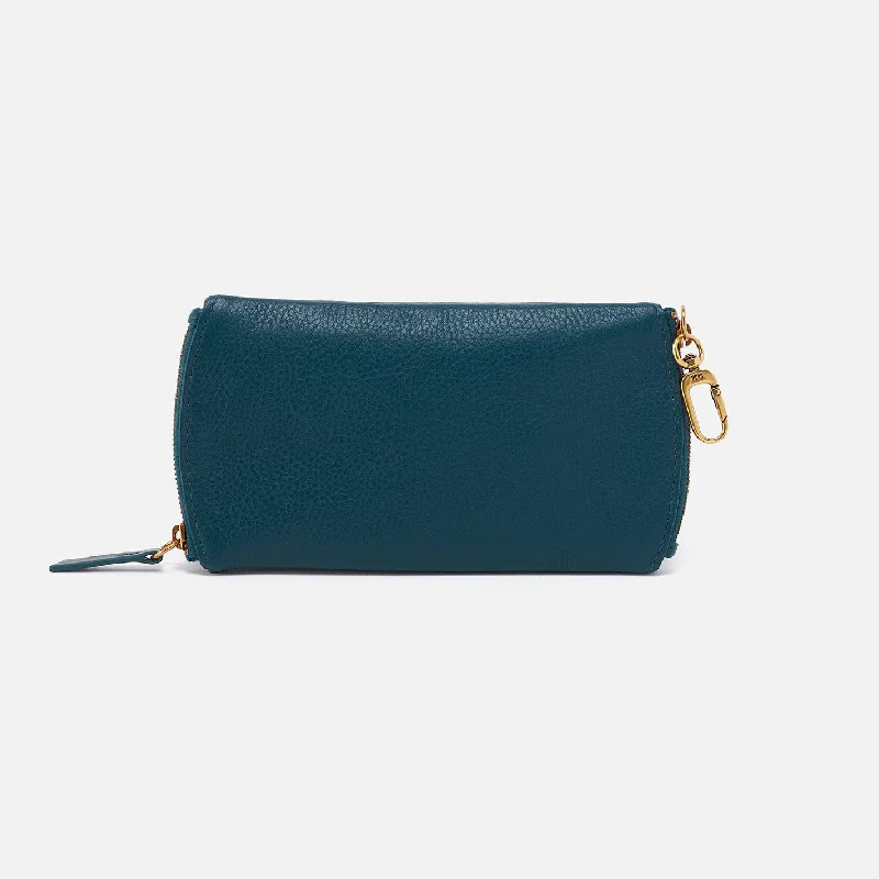 Spark Double Eyeglass Case In Pebbled Leather - Midnight Teal