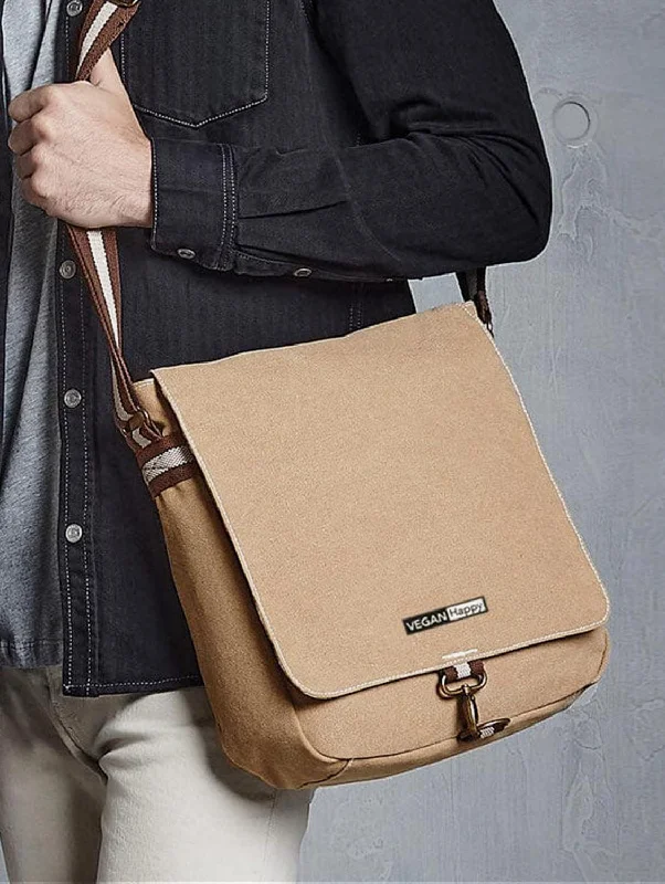 Vegan Canvas Messenger Bag | Sahara