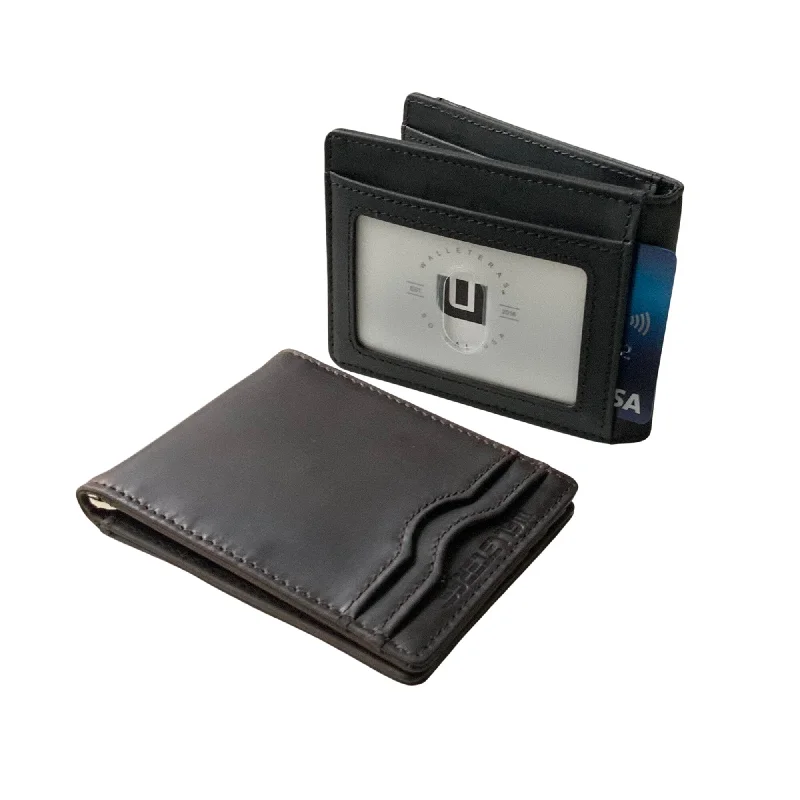 RFID Bifold Wallet With Money Clip in Crazy Horse Leather